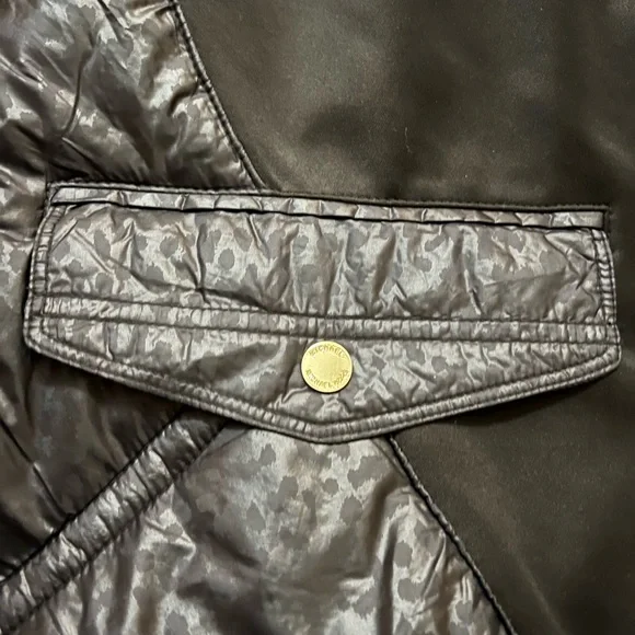 Michael Kors Womens Down Puffer Coat, Black w/leopard Print Size 2XL RN 79675 - Picture 8 of 15